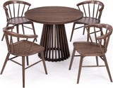 Round Dining Table, 38", Wooden, Pedestal, Minimalist Kitchen Table for 4 for Dining Room, Walnut