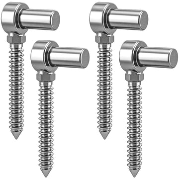 4 Pack Stainless Steel Gate Hinges for Farm Fence, One Piece Molding Lag Screw Eye Hinges M16 Heavy Duty Pin Hinge