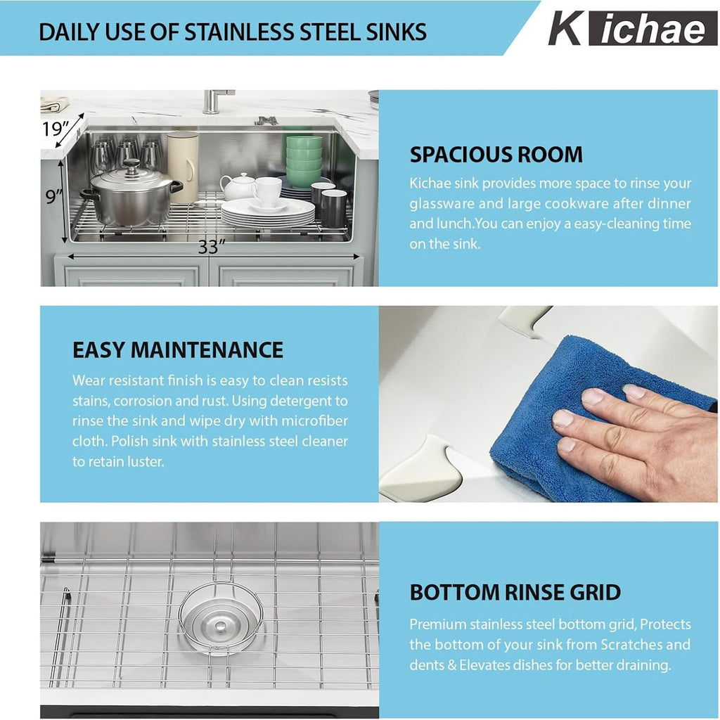 33 Undermount Stainless Steel 16 Gauge Workstation