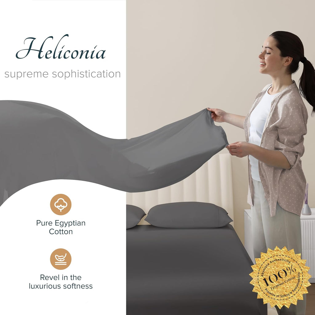 Queen Bed Sheets - Luxury 1500 Series 100% Egyptian Cotton High Thread Count Bed Sheets Queen (4 PC, Dark Grey