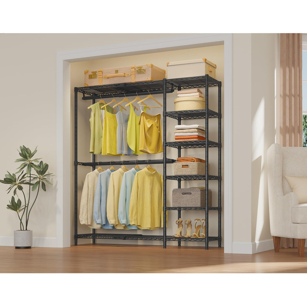 X2 Expandable Clothes Rack Portable Closet Organizer System Black