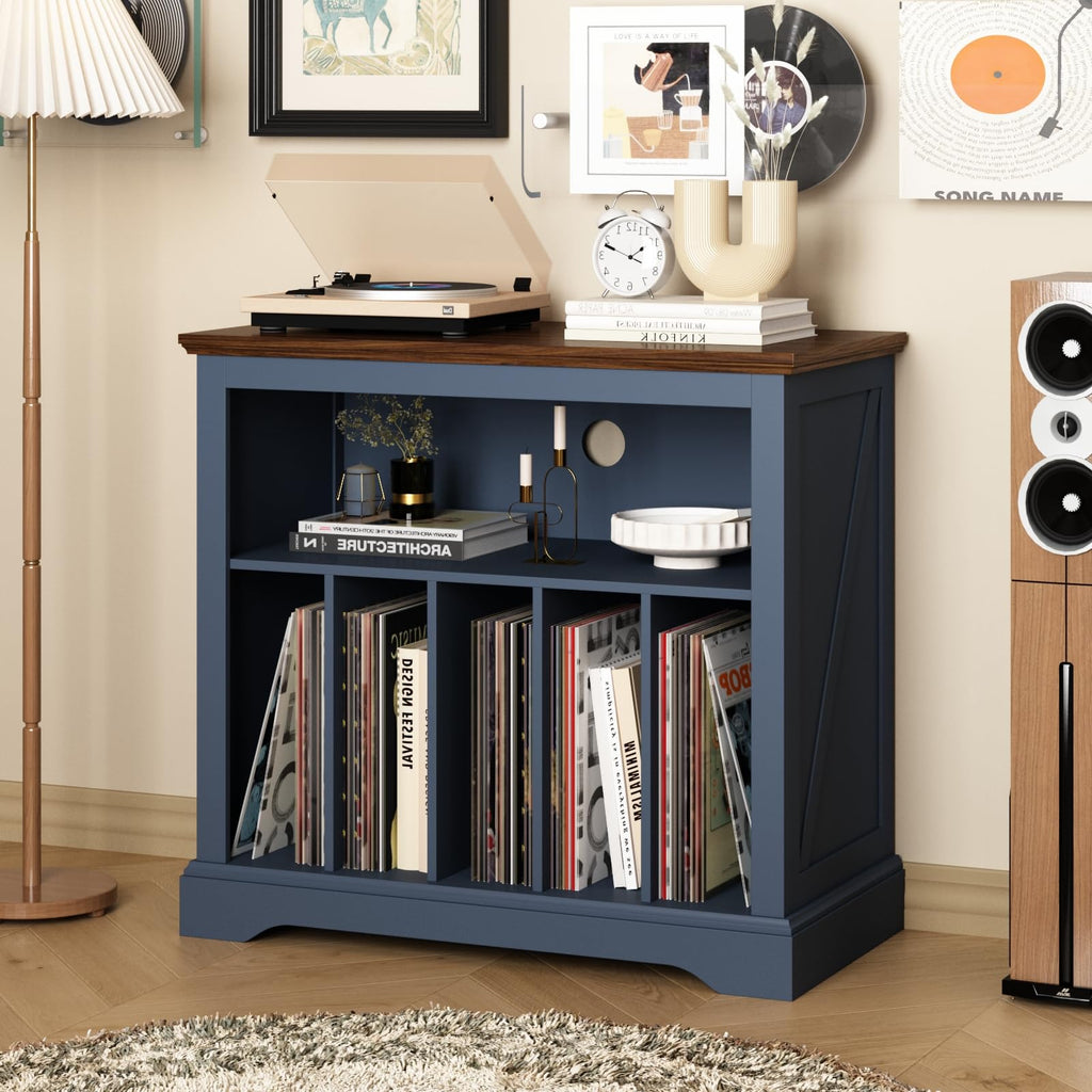 Large Farmhouse Record Player Stand, 31.5" Turntable Stand, Blue