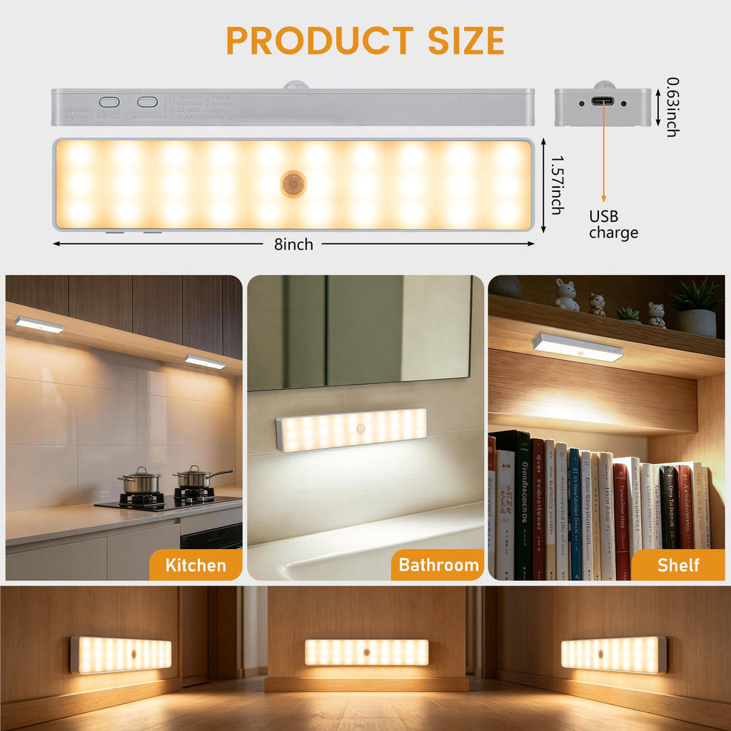Under Cabinet Lighting with Remote, Motion Activated Closet Light