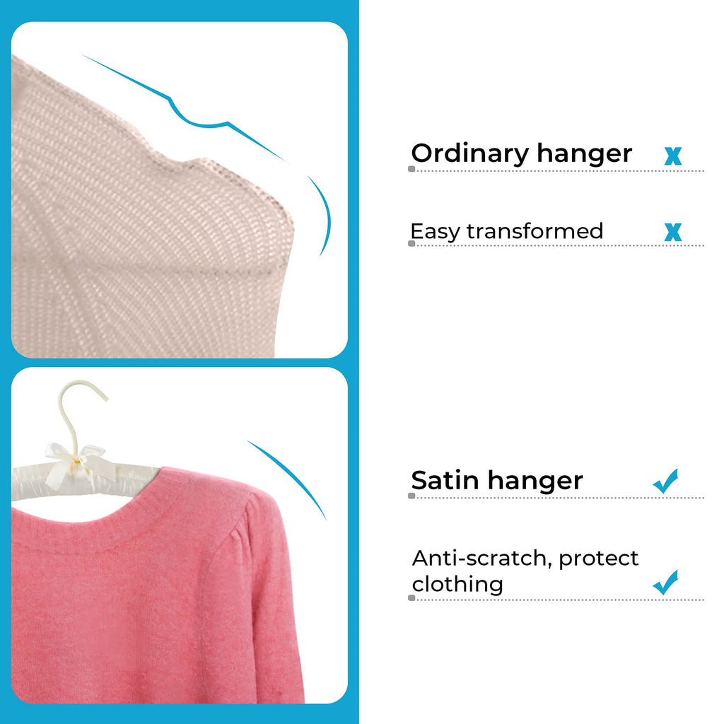 Padded Hanger for Sweaters - 17 Inch Extra Large Heavy Duty Satin Covered Coat Hangers No Shoulder Bump for Women