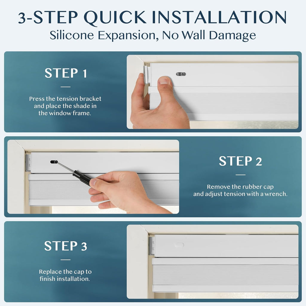 No Drill Waterproof 99% Blackout Cellular Shades Top Down Bottom Up(TDBU) Easy Install Thermal Insulated Noise