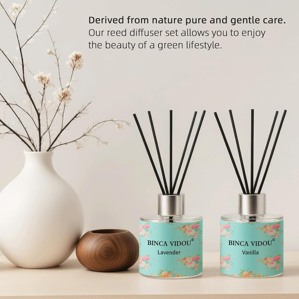 Reed Diffuser, Lavender, Rose, Vanilla Aromatherapy Oil Diffusers, Gift & Stress Relief, 50ml x 3 - Set of 3