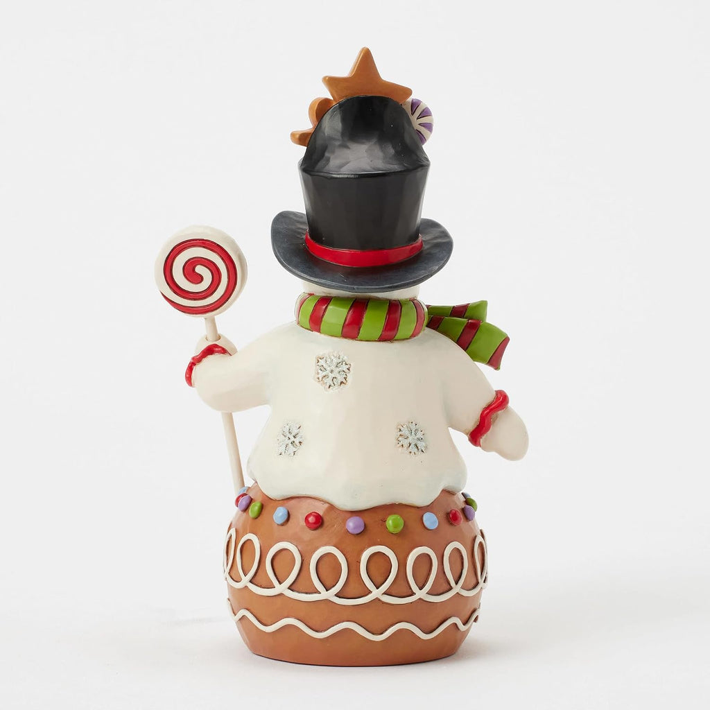 Jim Shore Heartwood Creek Gingerbread Christmas Snowman with Top Hat Figurine, 7 Inch, Multicolor