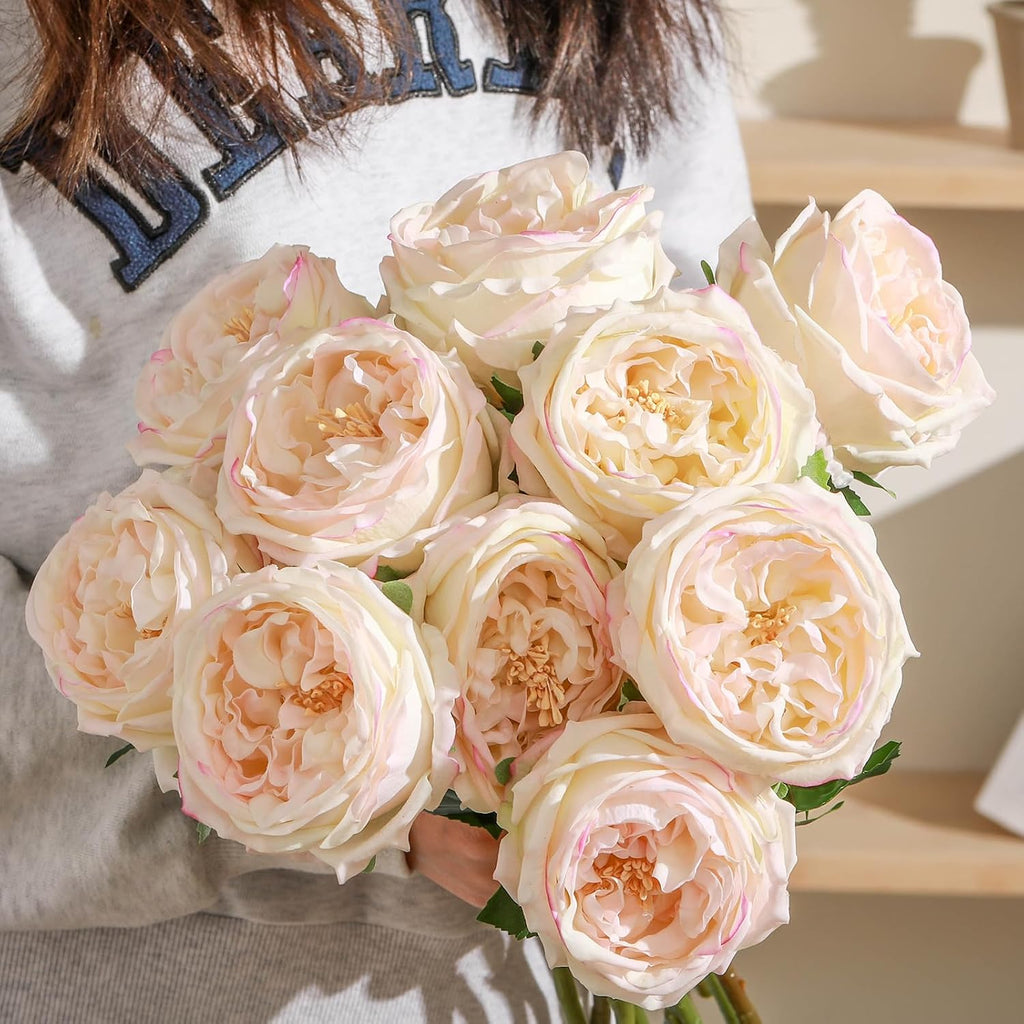 Peonies Artificial Realistic Touch Flowers, Flesh Pink - Set of 10
