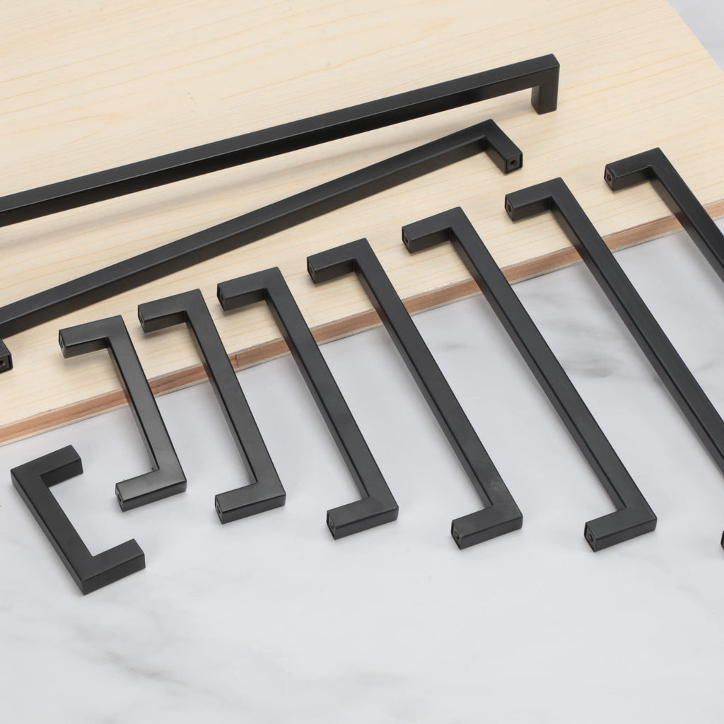 5 Pack 6-1/4 Inch Matte Black Cabinet Pulls, Square Drawer Handles