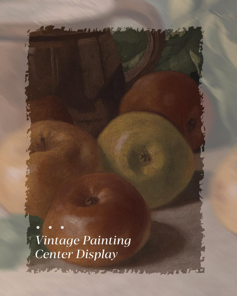 Gold Framed Vintage Wall Art, Harvest Apples Still Life Oil Painting Artwork Shelf Decor Abstract Wall Pictures