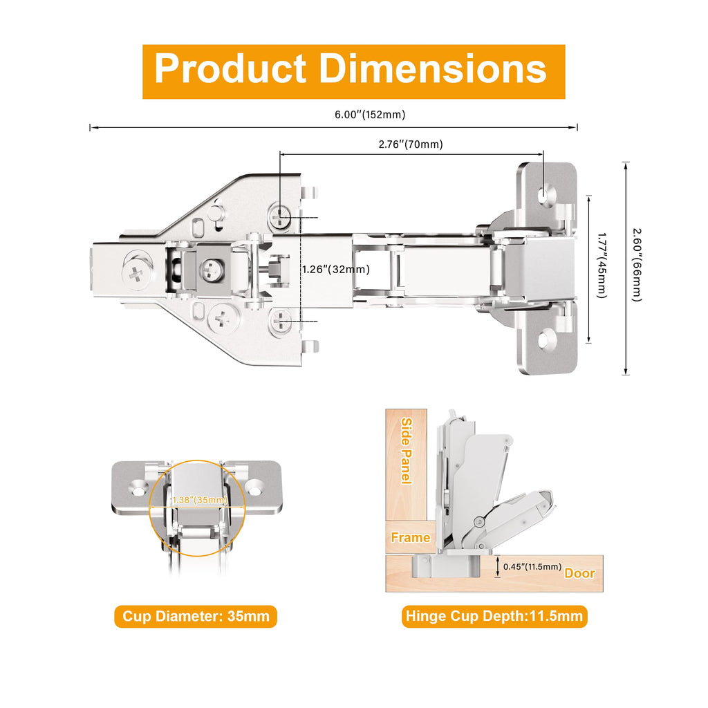 2-Pack 165 Degree Lazy Susan Hinges 50% Faster Install