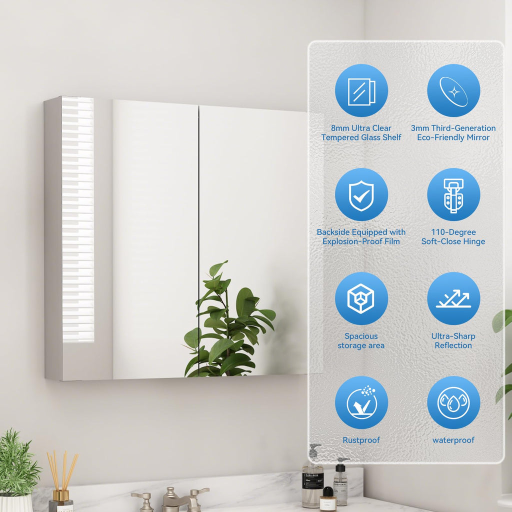Aluminum Medicine Cabinet 30"x27.5" Recessed/Surface