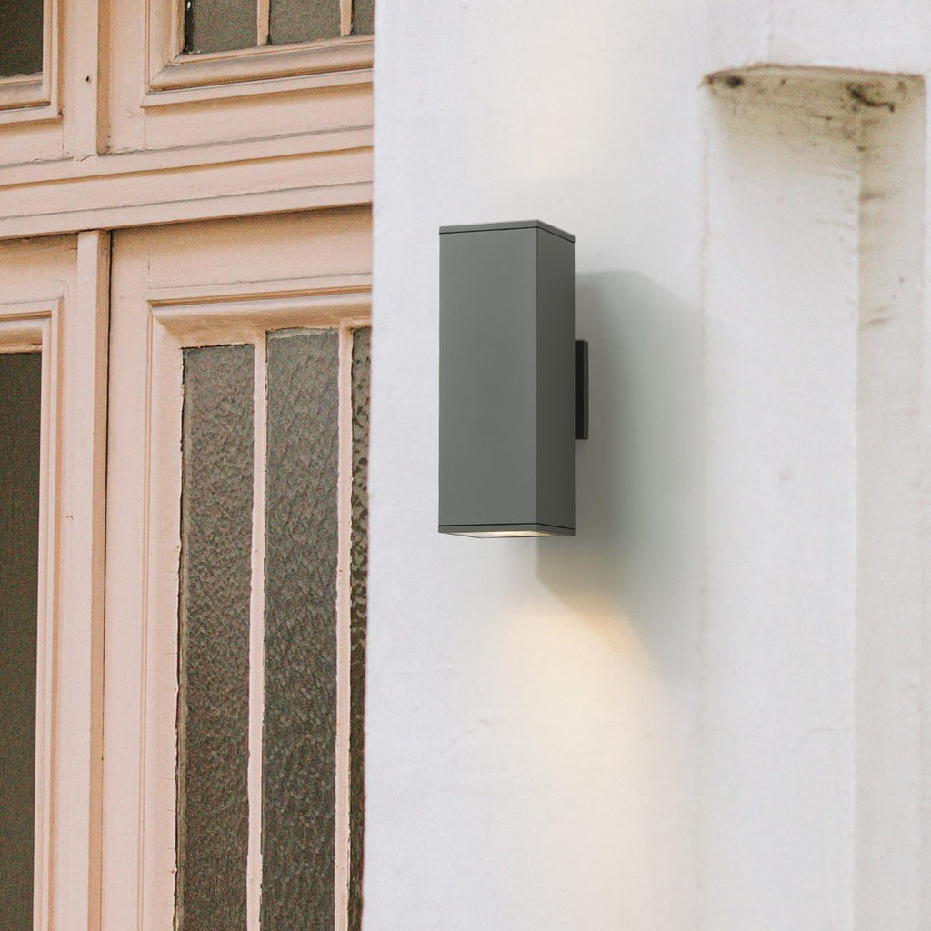 14" Modern Outdoor Porch Light in 2 Lights, Matte Gray, 2 Pack