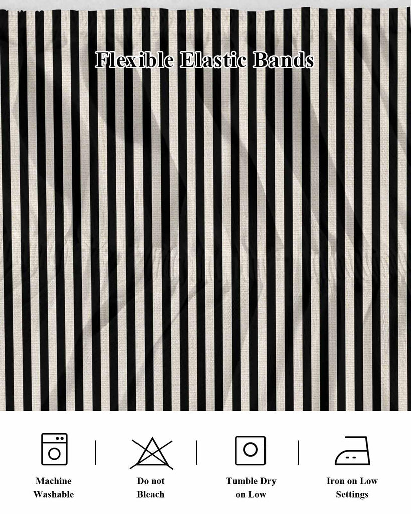 Bed Skirt Black Stripes Bedskirt 18 Inch Drop Linen Classic Vertical Striped Elastic Wrap Around Bed Skirts Dust