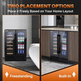 Wine and Beverage Refrigerator 24 Inch, Dual Zone Wine and Beverage Cooler with 
