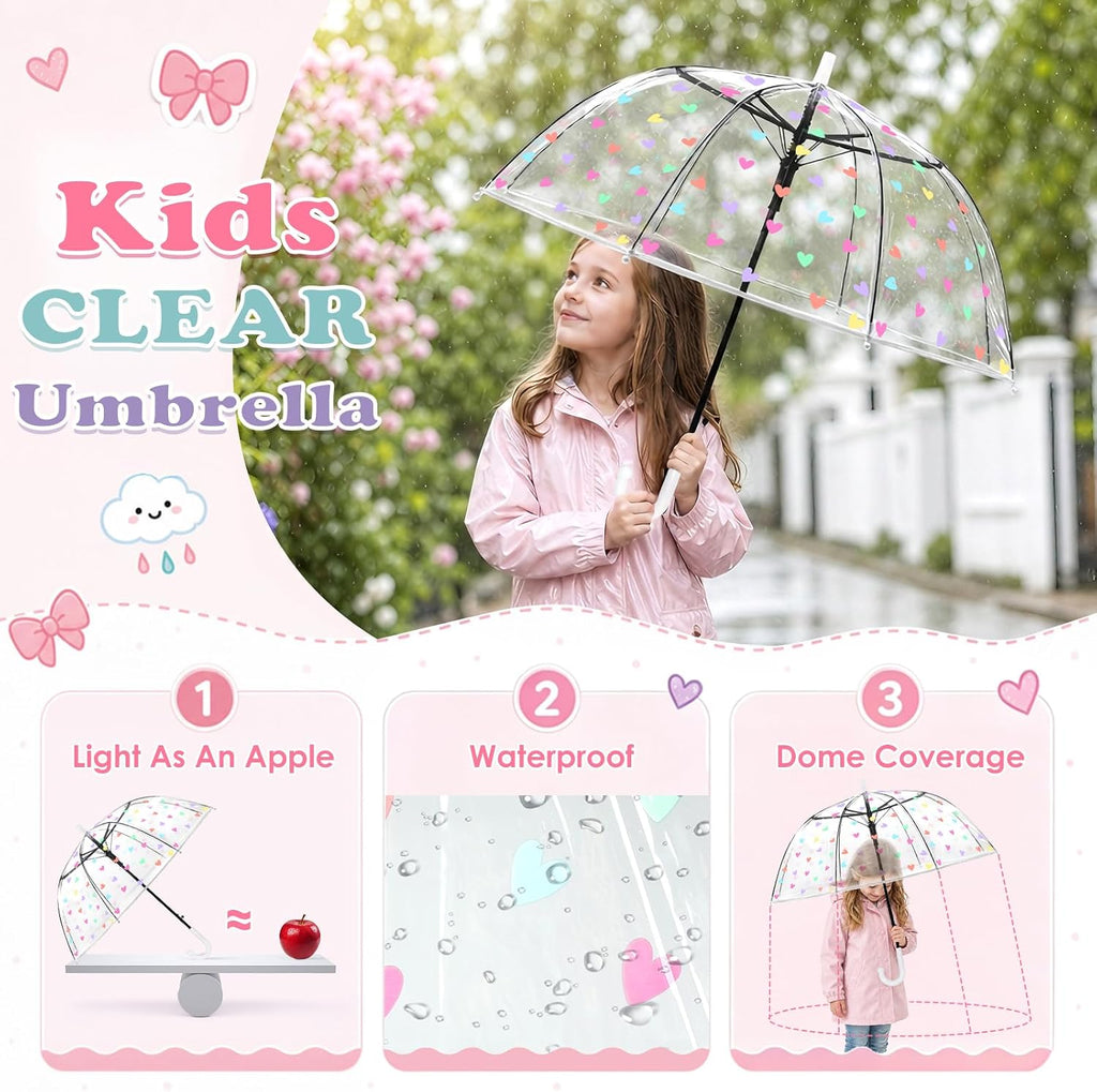 Kids Umbrella Bubble Clear Umbrella with Dome Canopy for Toddler Girls Boys
