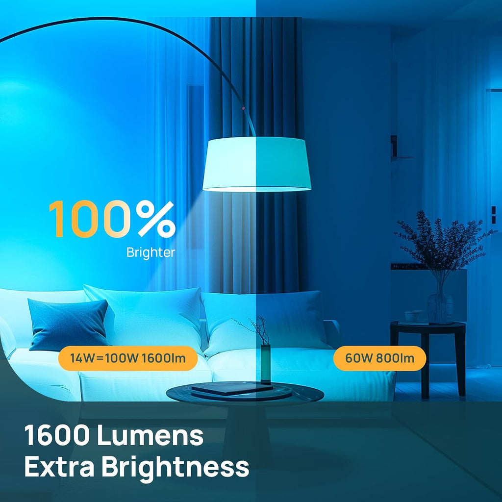 A19 Smart Light Bulbs1600LM (100W) +Matter B11 Smart Bulbs with E12 Base