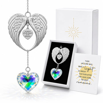 Memorial Suncatcher Gift for Loss of Mom, Crystal Angel Wings