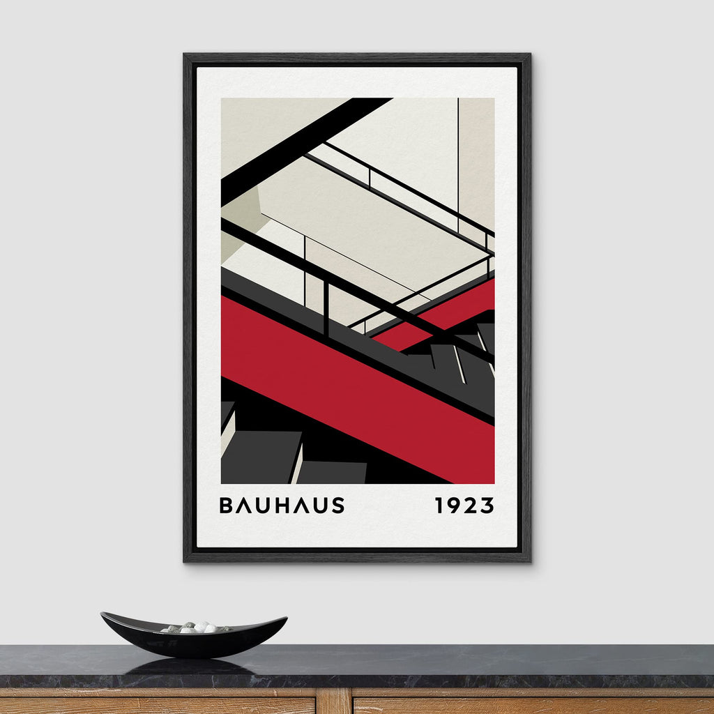 Framed Canvas Print Wall Art Bauhaus Geometric Staircase Collage Abstract Shape Illustrations Modern Decorative