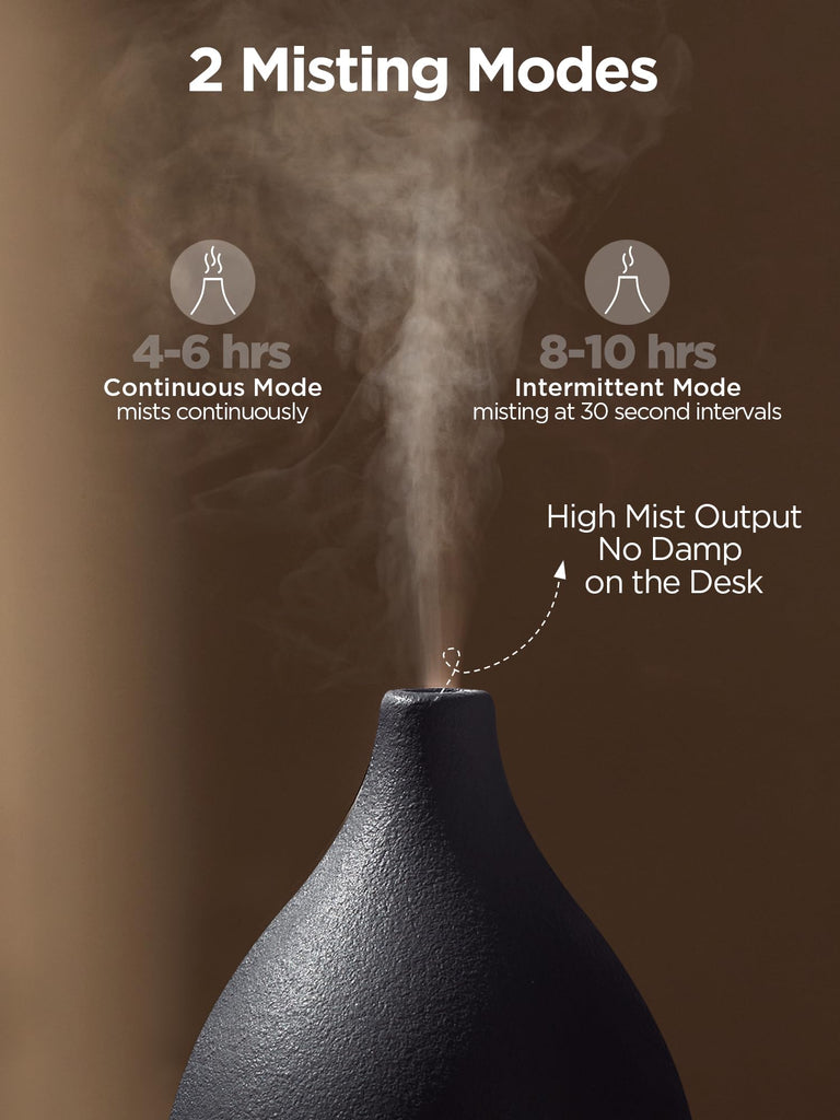 150ml Ceramic Essential Oil Diffuser, Diffusers, Black