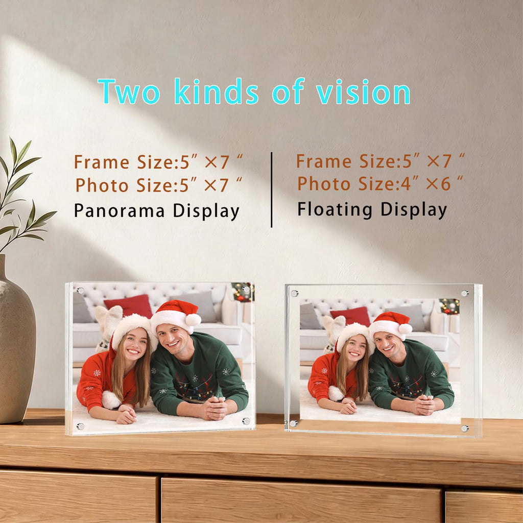 Acrylic Picture Frame 5x7 Tabletop Photo Frame Magnetic Double Sided Frame Free Standing Desktop for Display