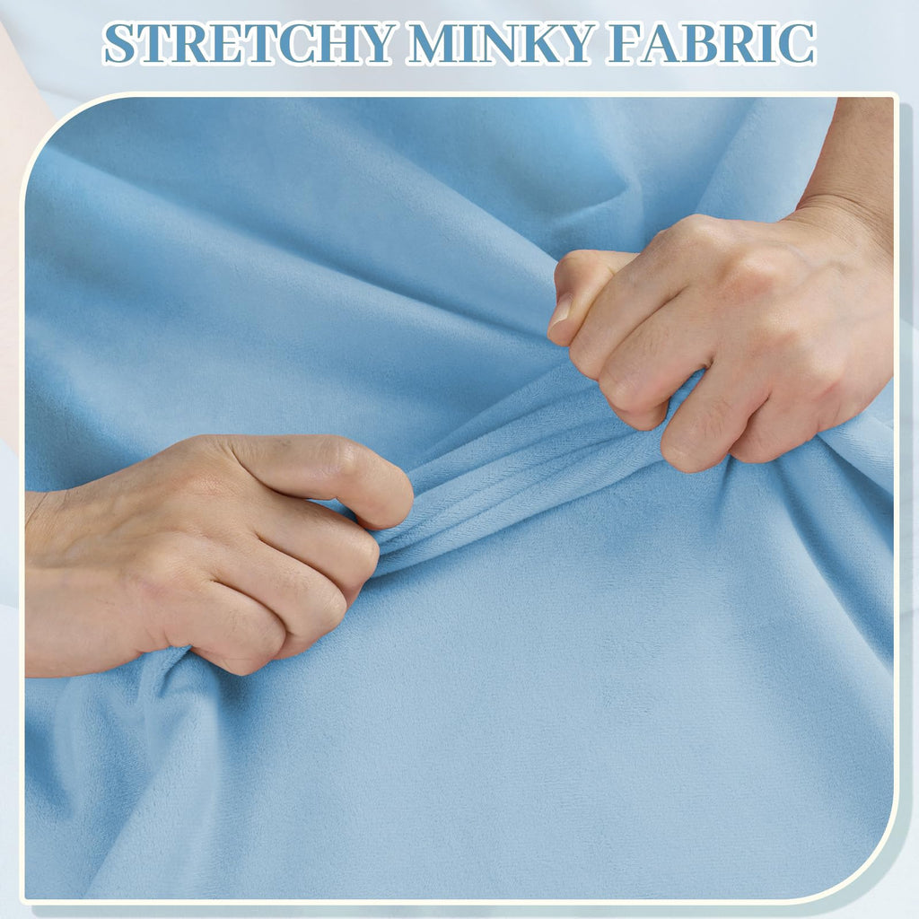 Minky Fabric by The Yard, 1.0mm Soft Fleece Fabric 60x36 Inch Sky Blue
