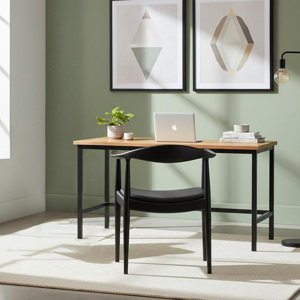 Wood Chairs with Arms, Mid Century Modern Dining Chairs (Black)