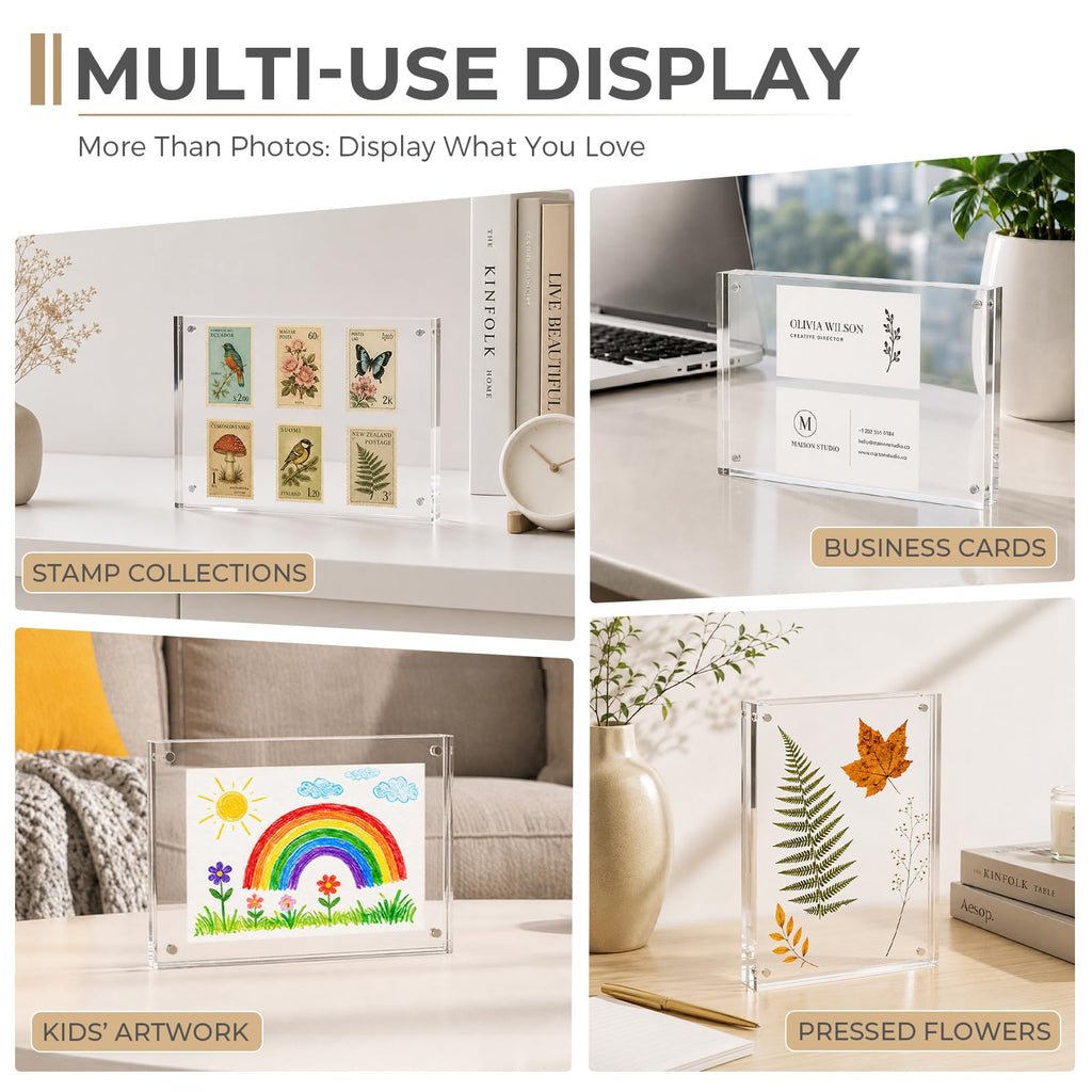 4x6 Acrylic Frame 3 Pack, 20MM Thicker Frameless Clear Picture Frames
