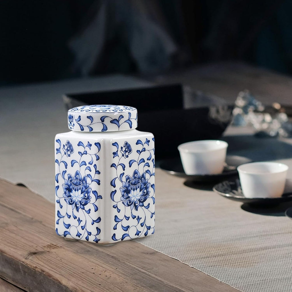 Ceramic Ginger Jar Porcelain Temple Jar Delicate Chinese Style Decorative Jar Multi Purpose Storage Jar Vase Flower