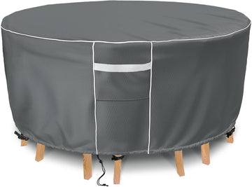 Round Outdoor Furniture Cover Waterproof, Round Patio Furniture Covers Table and Chairs Set, Heavy Duty 600D, 62" Dia