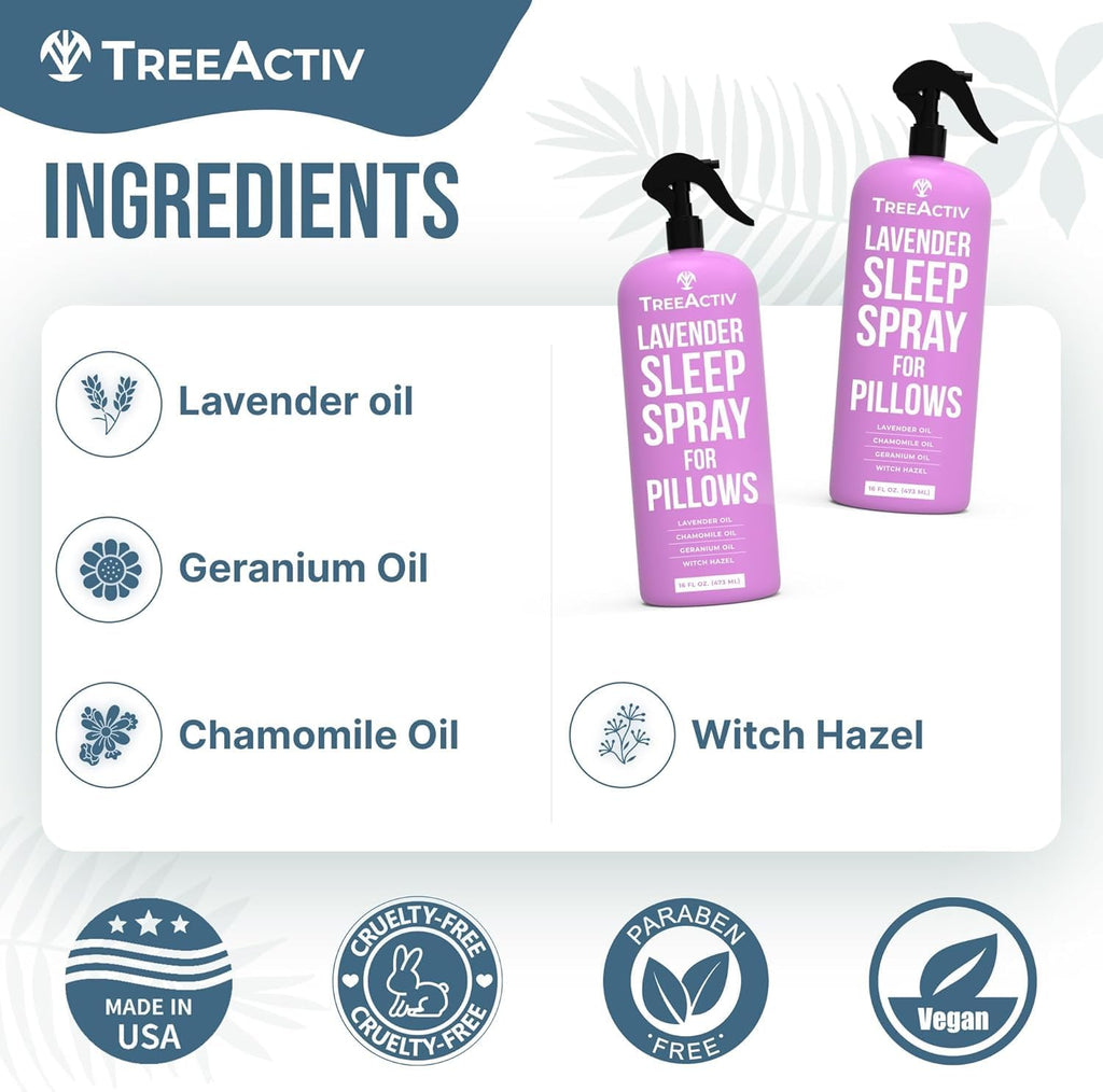 Sleep Spray Calming Lavender Chamomile, Soothing Witch Hazel & Lavender Pillow Spray Air Freshener for Room, Bed - Set of 16