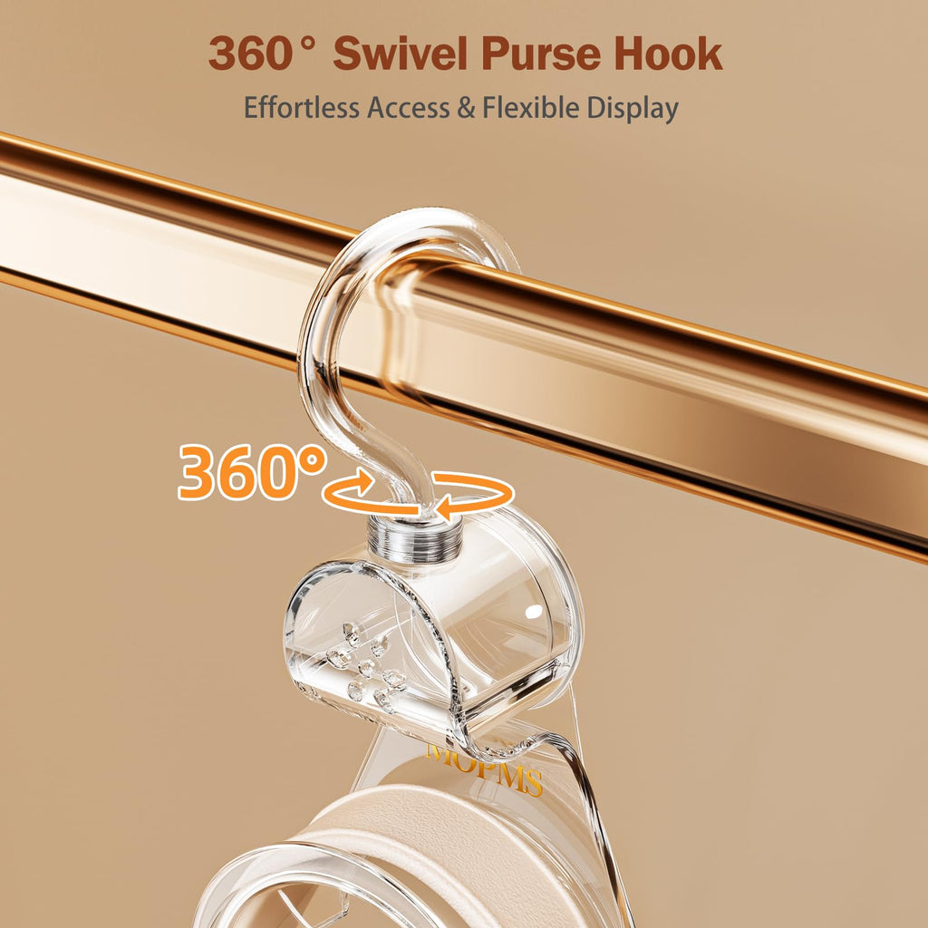 3 Pieces Clear Purse Hanger Closet, Durable Luxury Bag Hangers Hooks