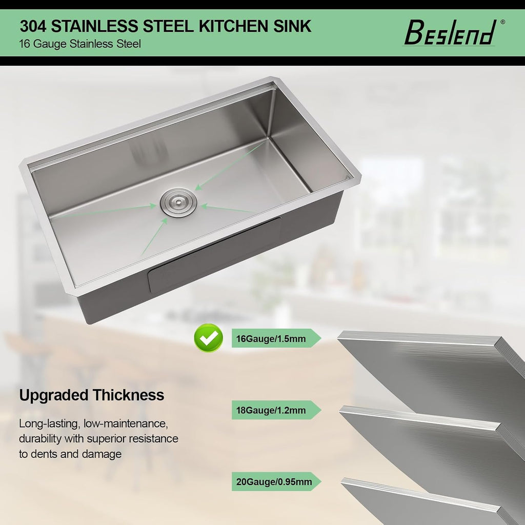 30 Undermount Workstation Kitchen Sink | Heavy-Duty 30x19x10 Stainless Steel 16 Gauge Single Bowl Workstation, Deep