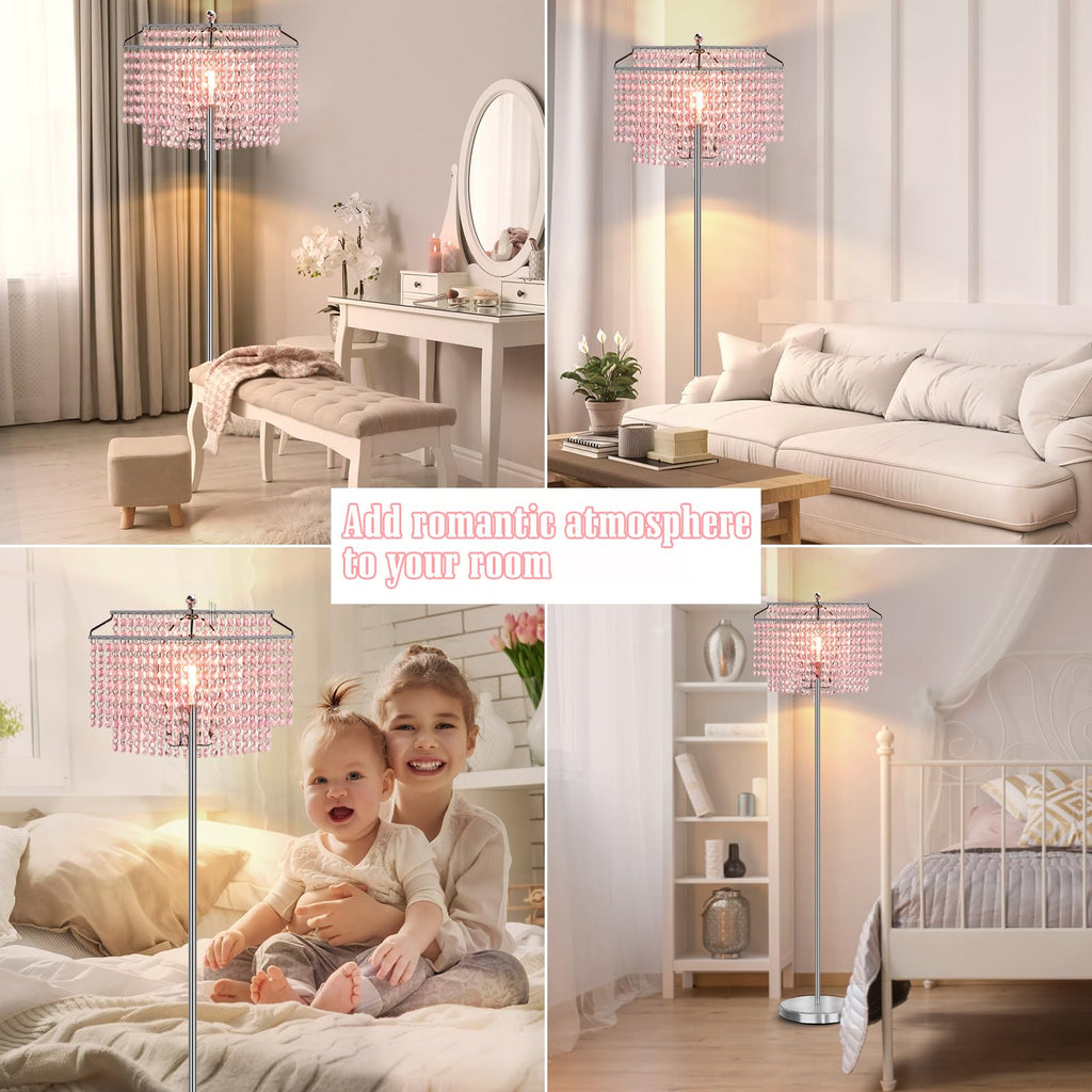 Pink Crystal Floor Lamp, 64" Tall Standing Lamps