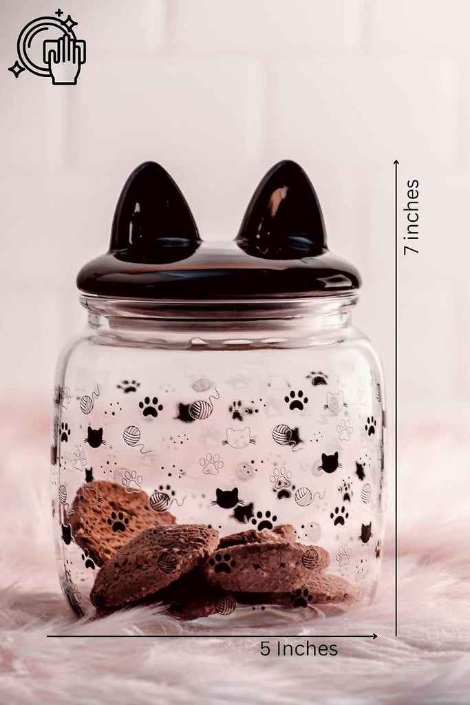 Cat Ears Pet Treat Canister, Black