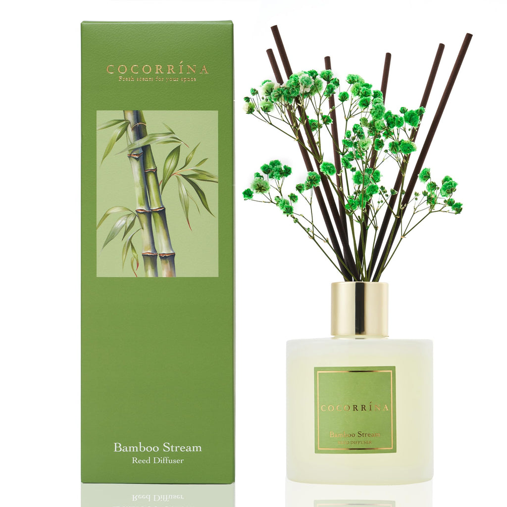 Reed Diffuser - Bamboo Stream Scented Diffuser with 8 Sticks Home Fragrance Reed Diffuser Shelf Decor