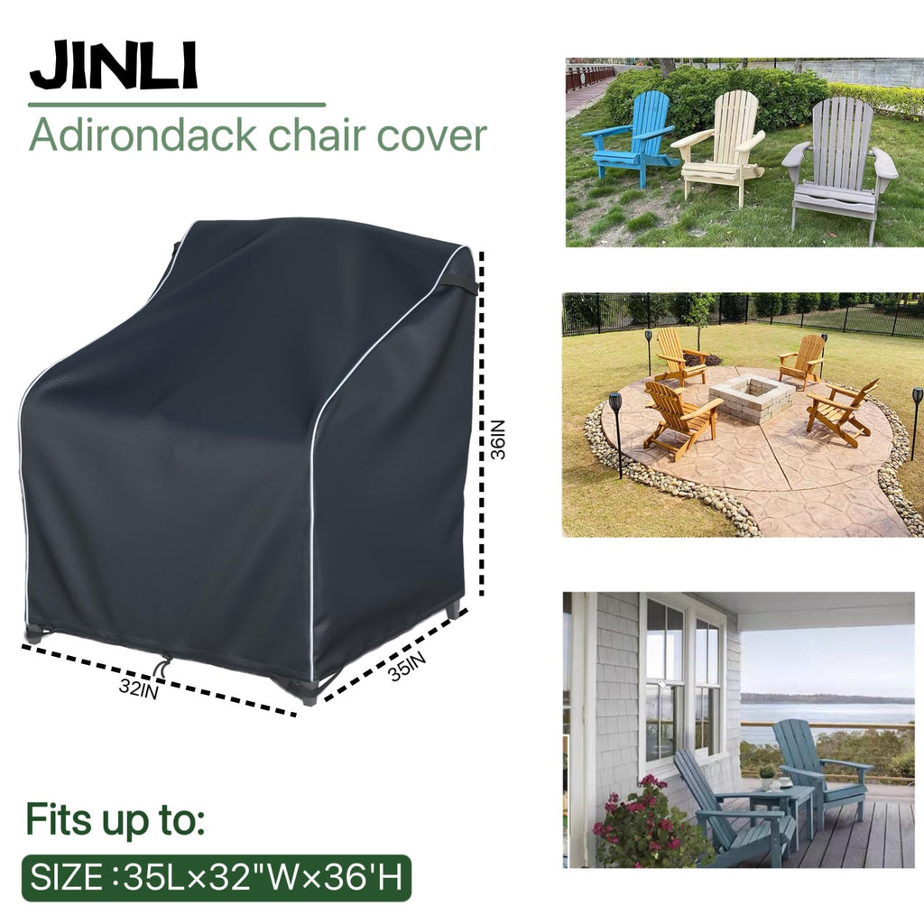 2-Pack Adirondack Chair Cover, Waterproof Patio Cover, 32Wx35Dx36H