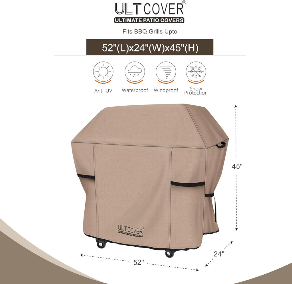 Waterproof Grill Cover 52 inch, Heavy Duty BBQ Cover for 2-4 Burners Outdoor Gas Barbecue Grill