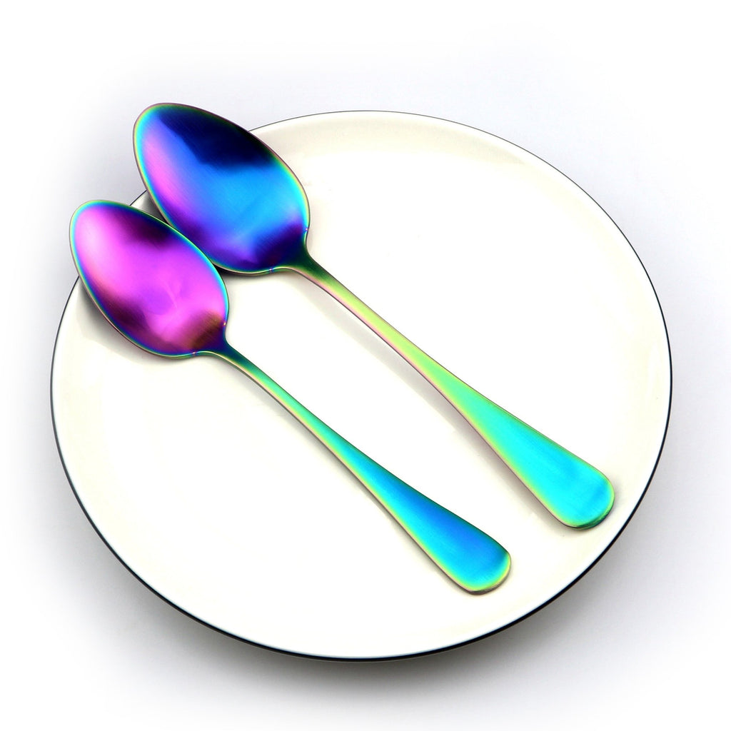 Rainbow Flatware Set, 20 Piece Set Matte Rainbow Plated 18/0 Stainless Steel Cutlery Dinnerware Flatware Sets