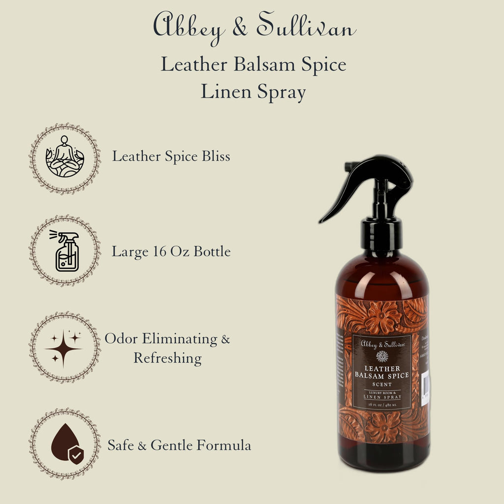 Linen Spray, Leather Balsam Spice, 16 oz.