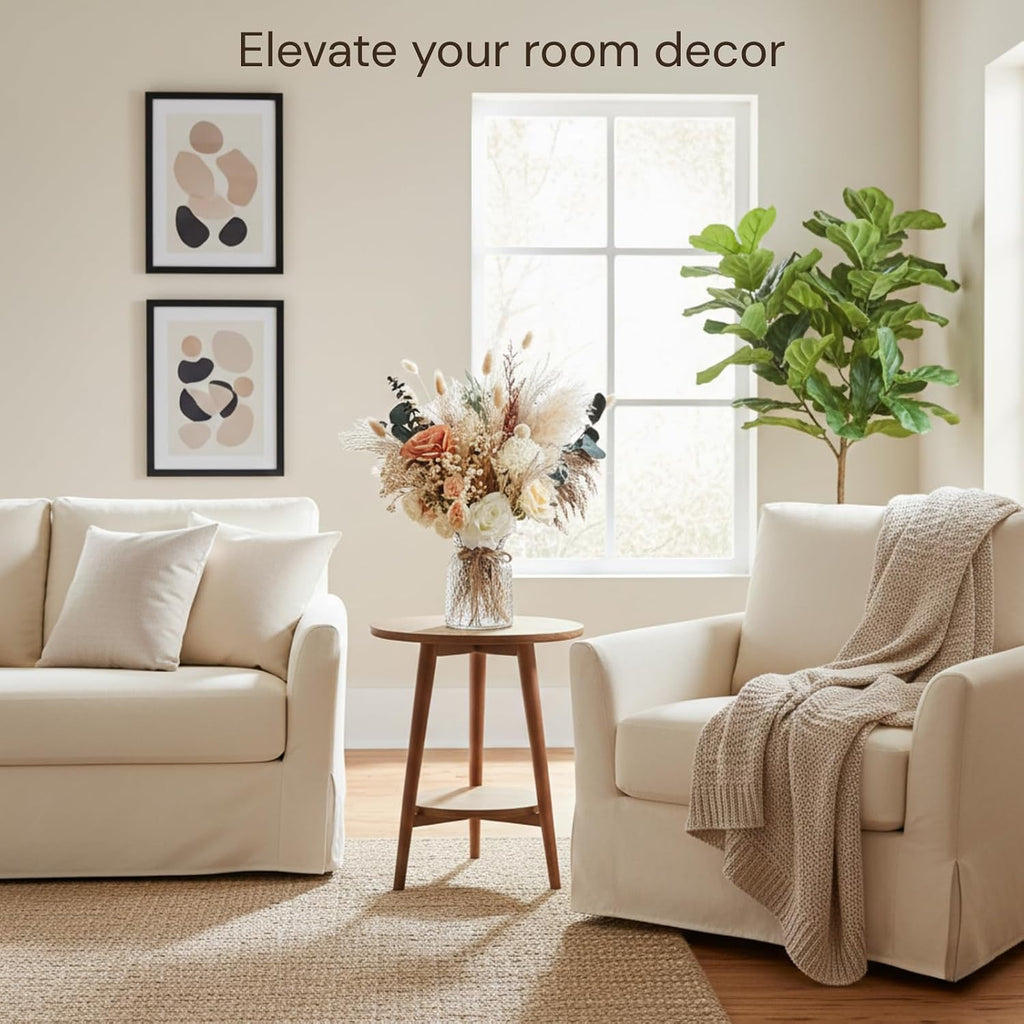 Luxury Floral Arrangement with Vase - Pampas Grass & Artificial Flowers - Set of 100