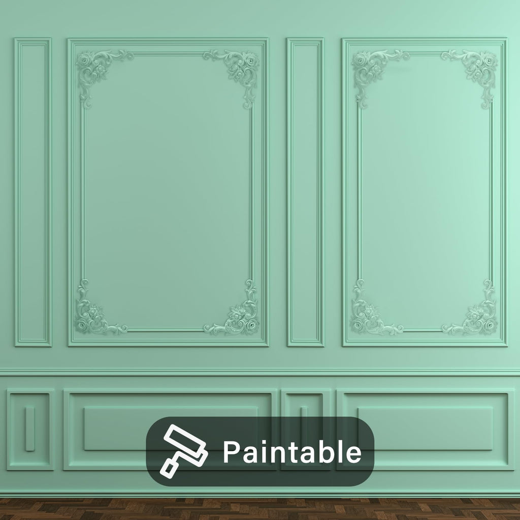 4pcs Corner Wall Molding, French Wainscoting Panel, Rose