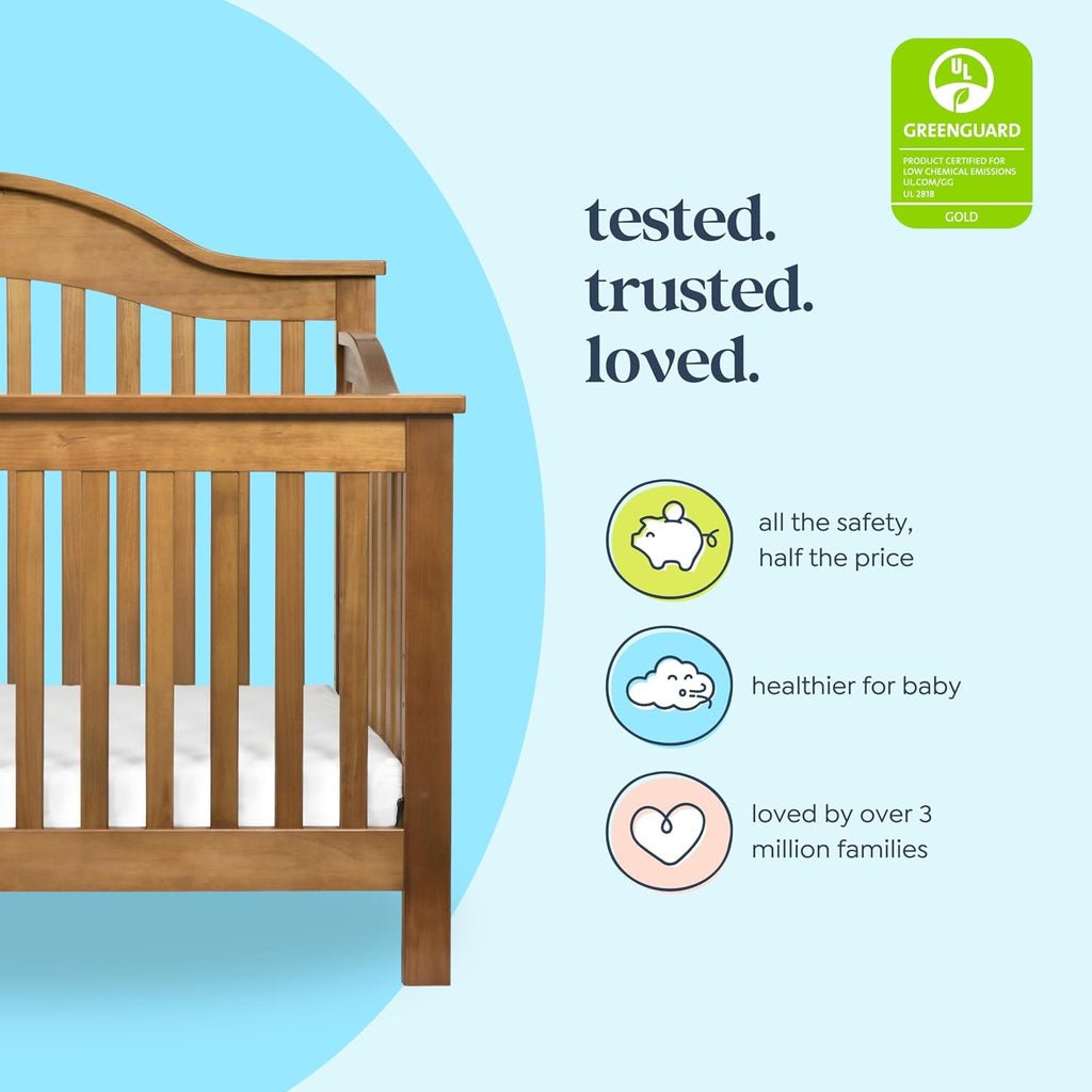 Jayden 4-in-1 Convertible Crib, GREENGUARD Certified, Chestnut | Converts to Toddler Bed, Daybed & Full-Size Bed - 4