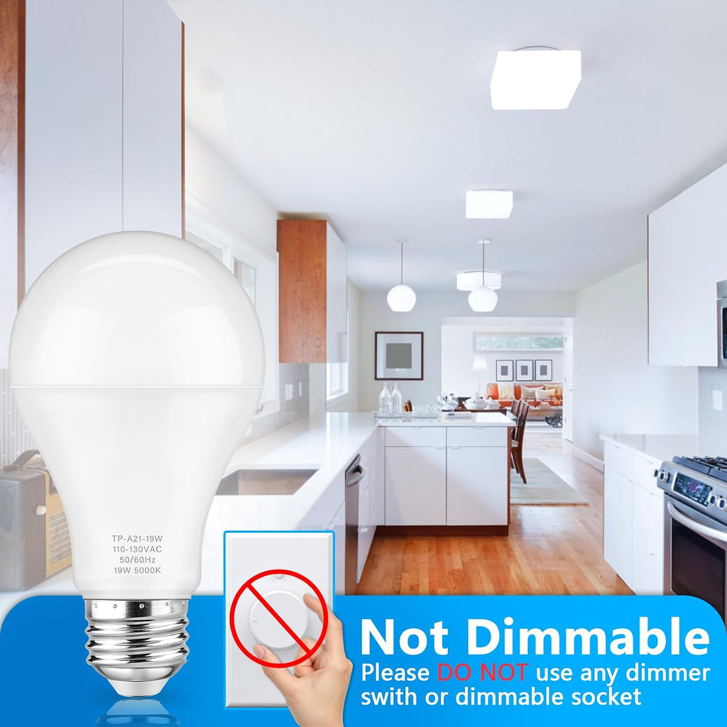 A21 LED Light Bulbs, 150W Equivalent 5000K Daylight White