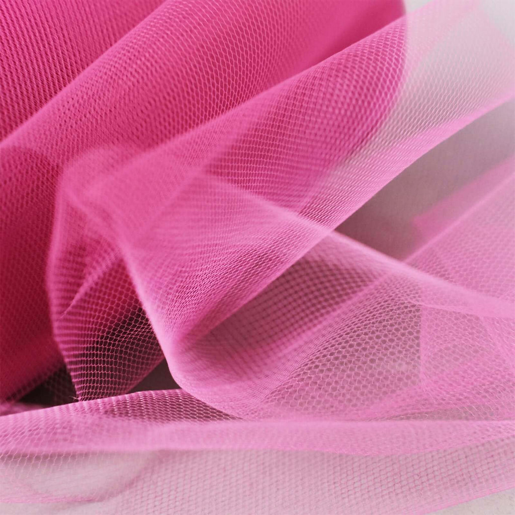 6" x100 Yards Fuchsia Tulle Fabric Bolt, Sheer Fabric Spool Roll for Crafts