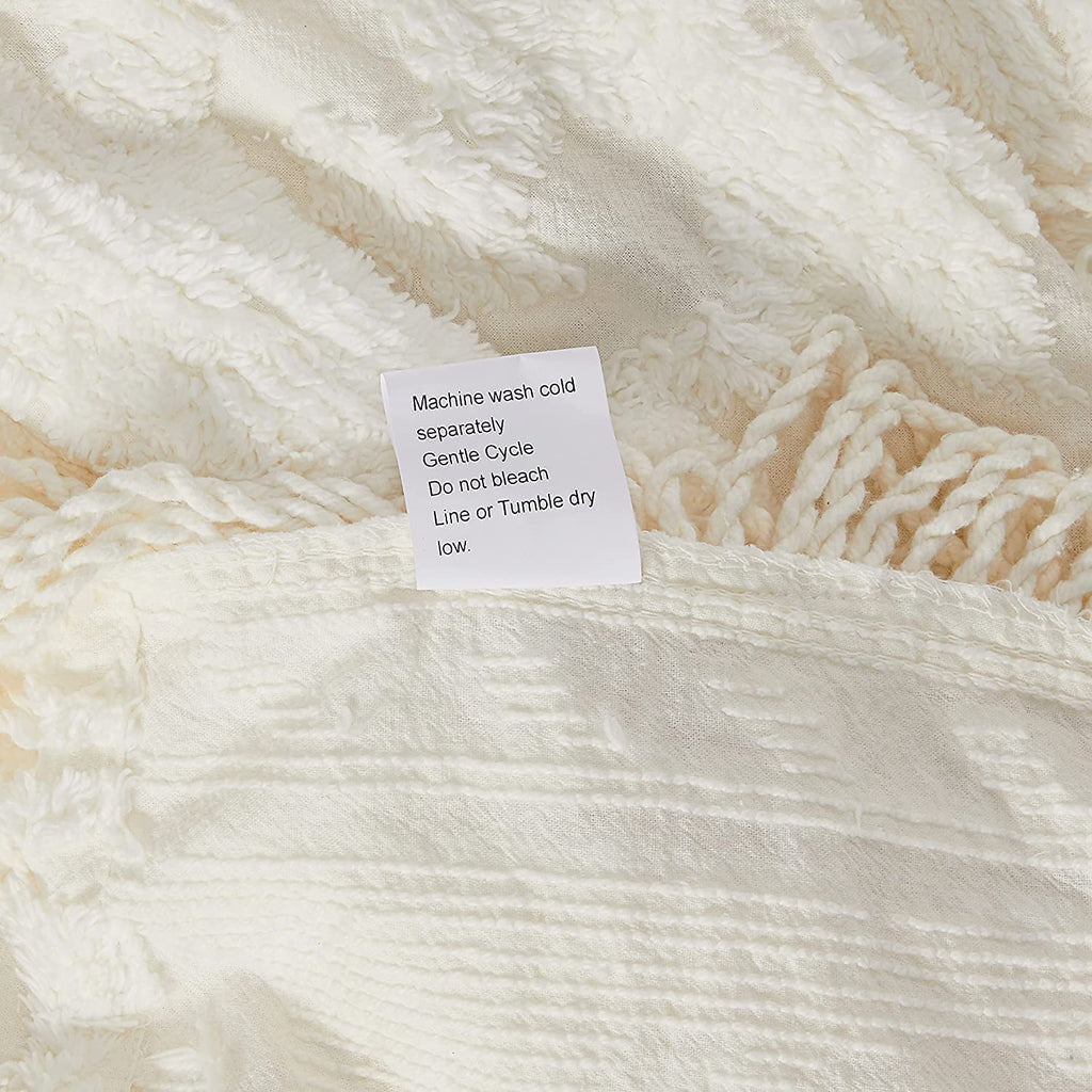 Medallion Full Cotton Chenille Bedspread, Ivory