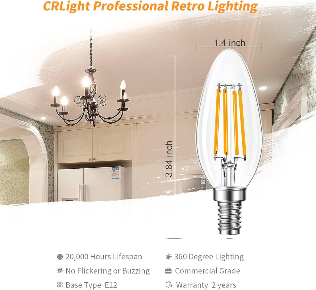 B11 E12 LED Bulbs, Dimmable 4W, 3000K Soft White, 40W Equivalent