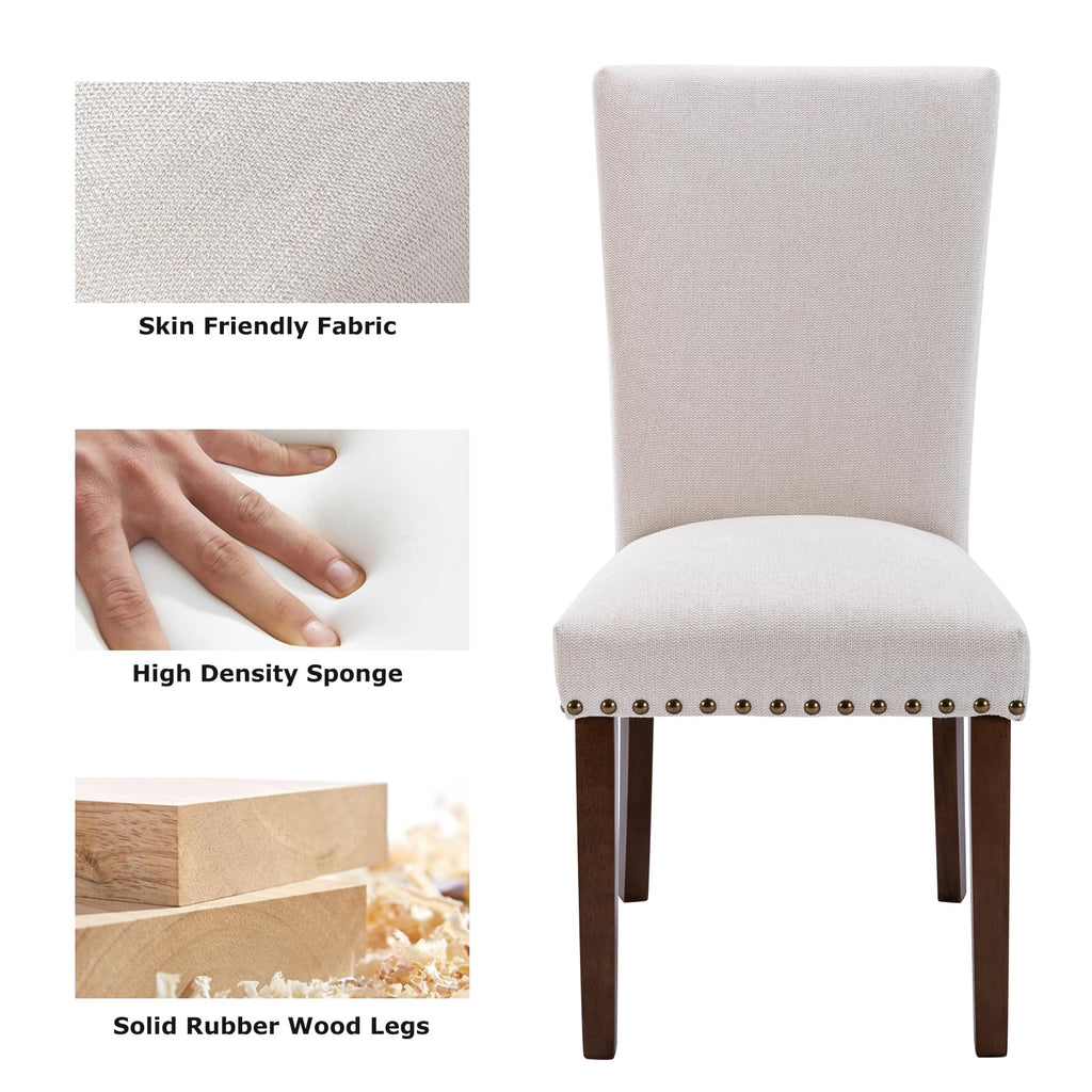 Upholstered Parsons Set of 4, Beige