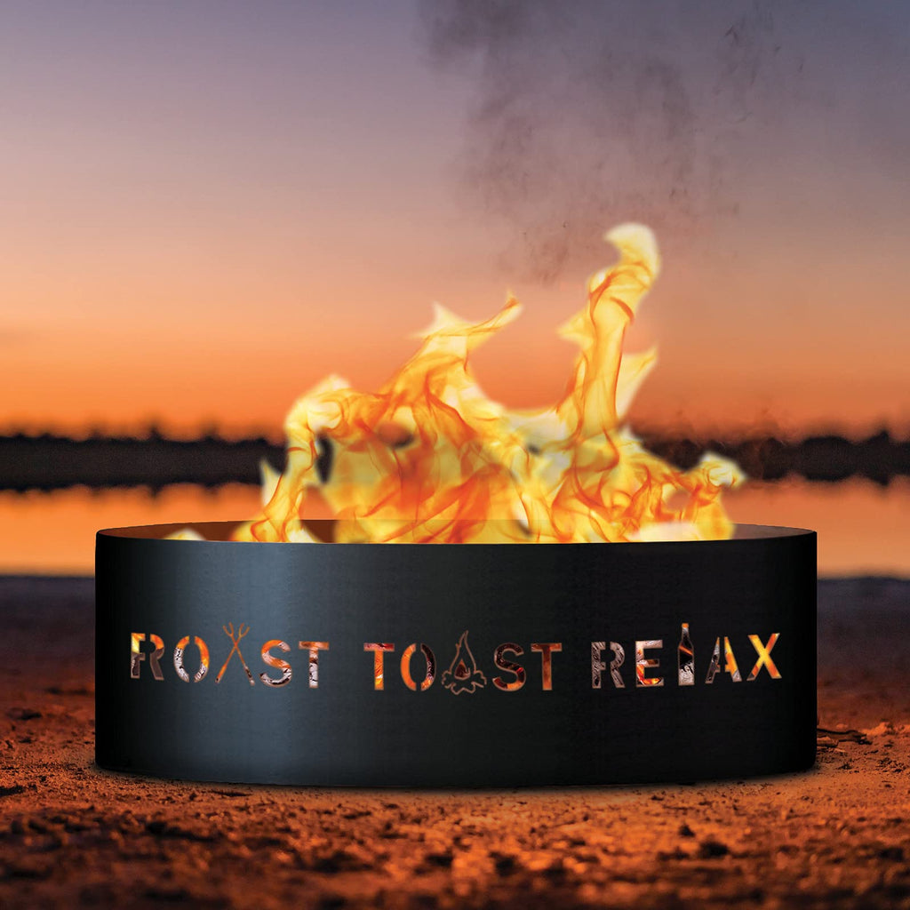 Roast Toast Relax Unpainted 12 in. Tall 37 in. Diameter Outdoor Fire Ring - 37 x 37 x 12 in. - Rustic Black