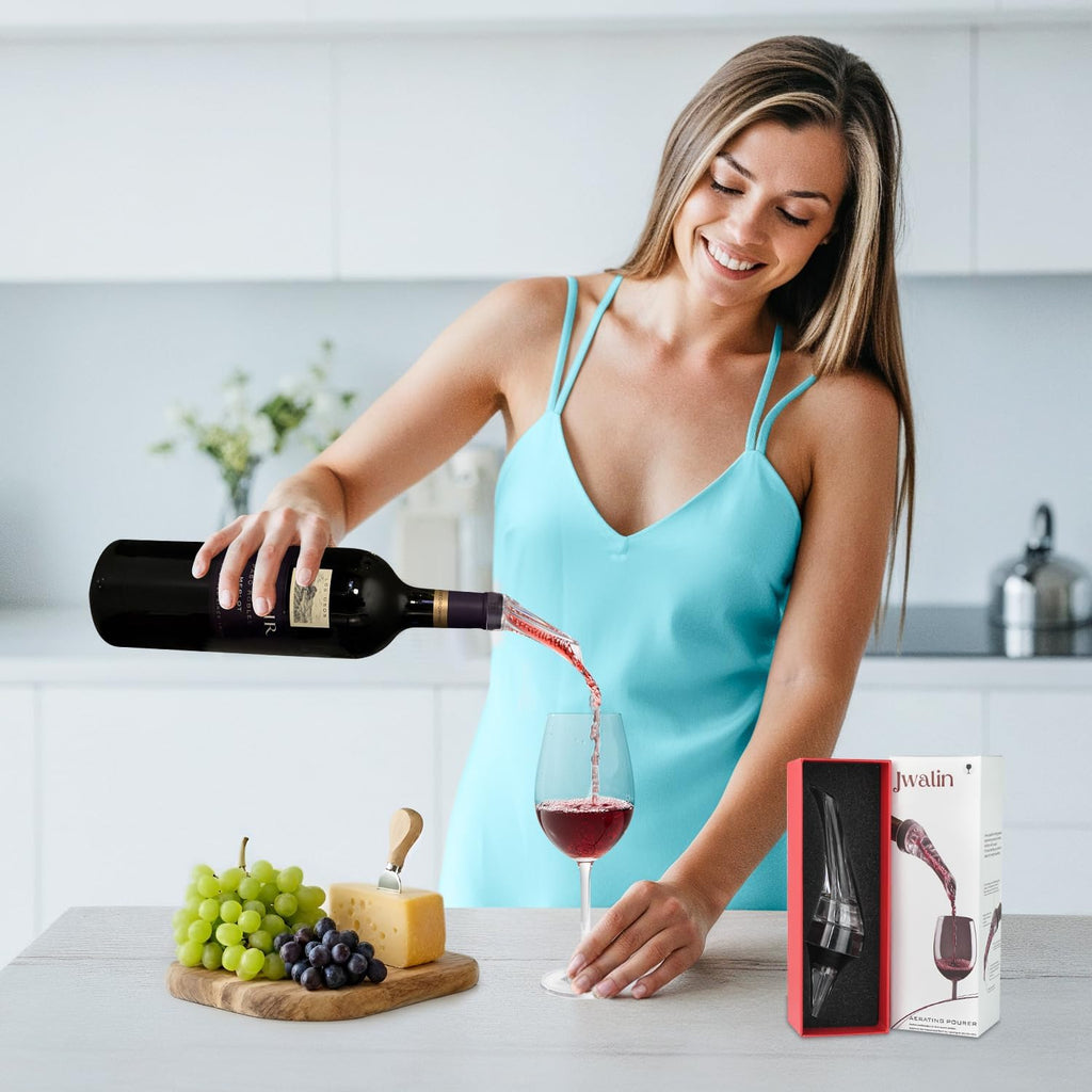 Wine Aerator and Pourer - Premium Air Decanter Spout to Enhance Wine Flavor & Aroma, No-Drip Wine Pourer Spout